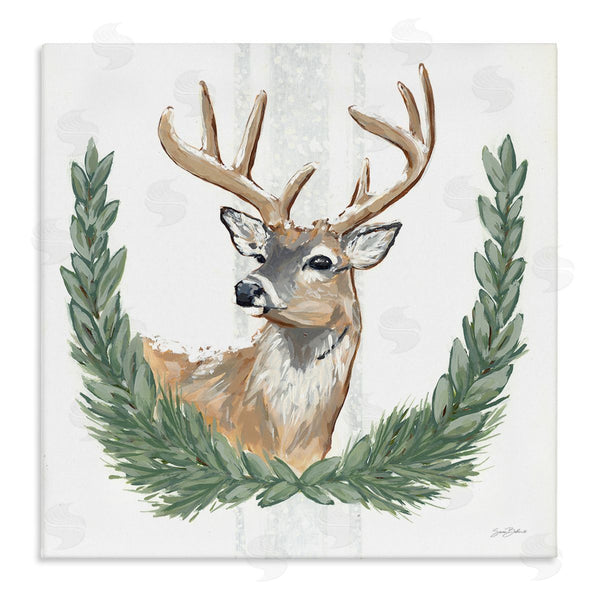 stupell industries Sara Baker | Elegant Deer Antlers Laurels Portrait White Background Wall Art