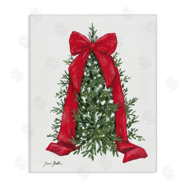 stupell industries Sara Baker | Festive Greenery with Ribbon