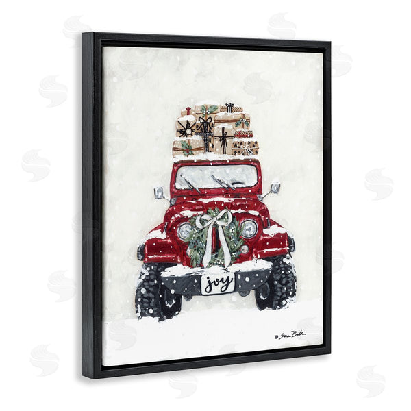 Stupell Industries Sara Baker | Festive Red Truck Christmas Presents Snowscape Flurry Wall Art
