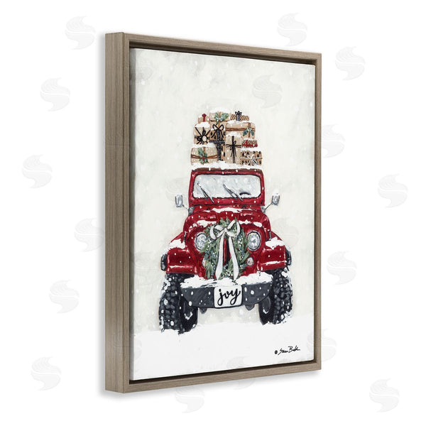 Stupell Industries Sara Baker | Festive Red Truck Christmas Presents Snowscape Flurry Wall Art