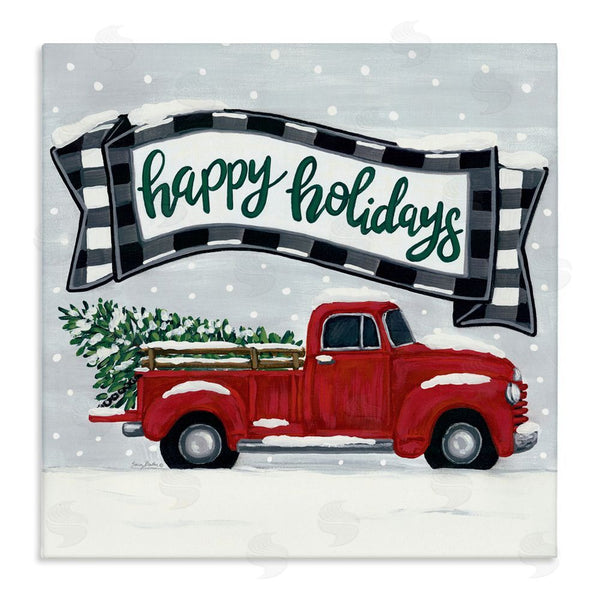 stupell industries Sara Baker | Happy Holiday Farm Truck & Tree