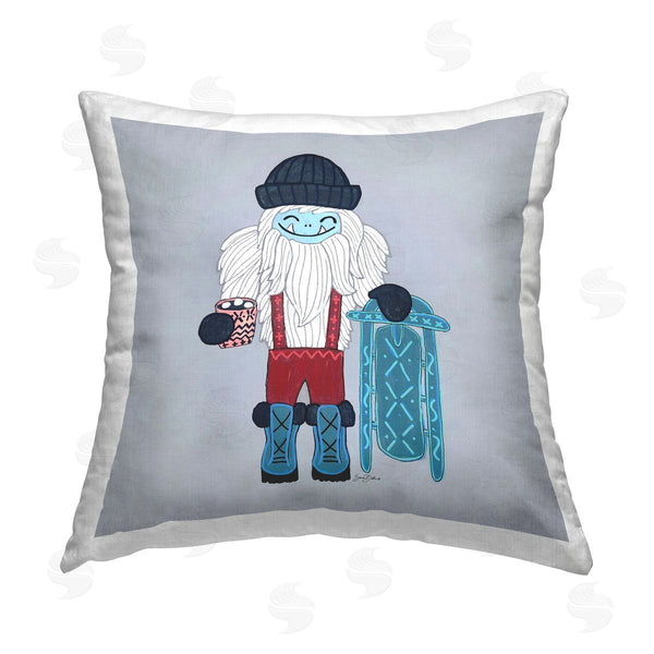stupell industries Sara Baker | Happy Yeti Sledding Seasonal Printed Throw Pillow