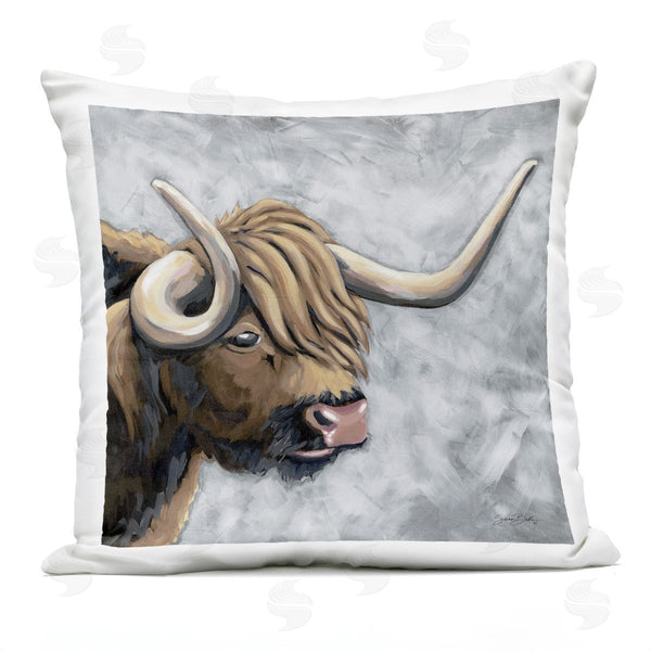 Stupell Industries Sara Baker | Highland Cattle With Curved Horn Printed Throw Pillow