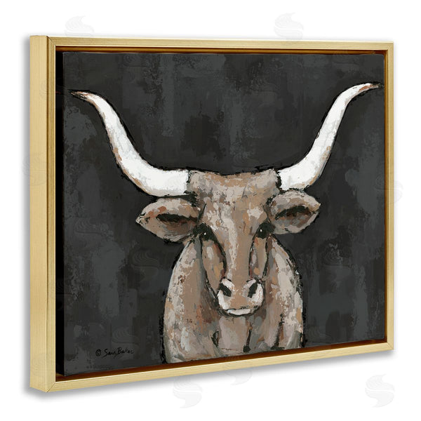 Stupell Industries Sara Baker | Longhorn On Murky Grey