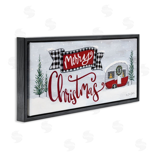 Stupell Industries Sara Baker | Merry Christmas Winter Sentiment Festive Snowy Camper Trailer Wall Art