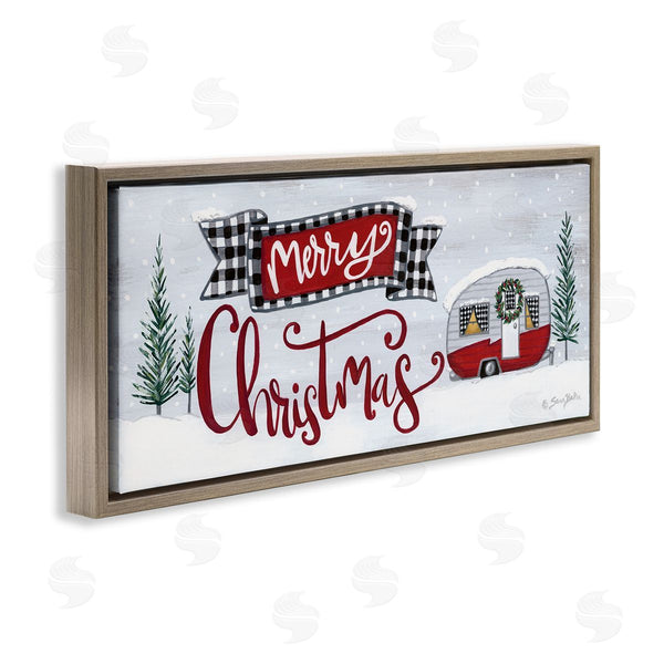 Stupell Industries Sara Baker | Merry Christmas Winter Sentiment Festive Snowy Camper Trailer Wall Art