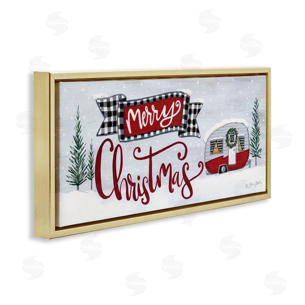 Stupell Industries Sara Baker | Merry Christmas Winter Sentiment Festive Snowy Camper Trailer Wall Art