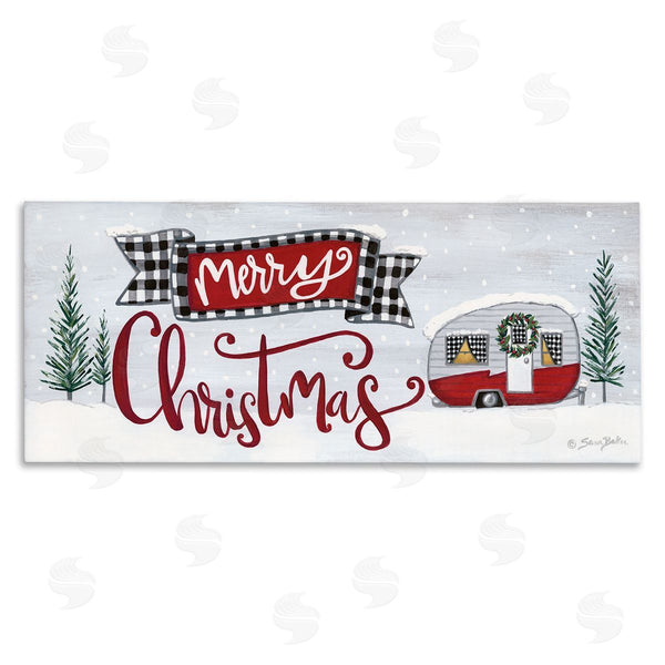 stupell industries Sara Baker | Merry Christmas Winter Sentiment Festive Snowy Camper Trailer Wall Art