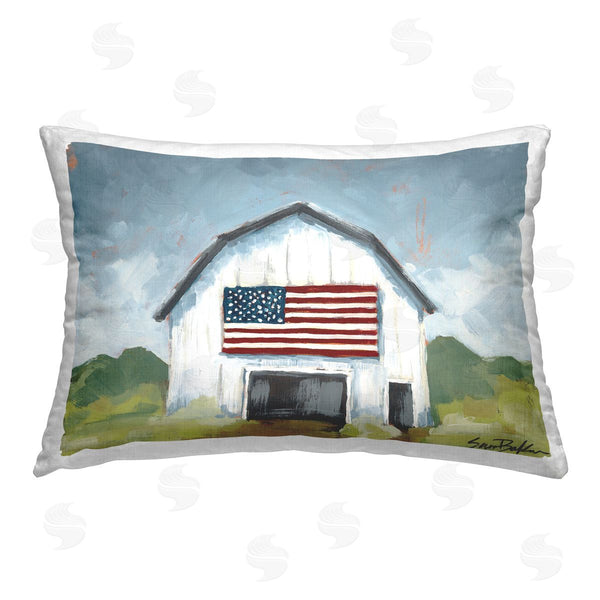 stupell industries Sara Baker | Patriotic Country Barn Printed Throw Pillow