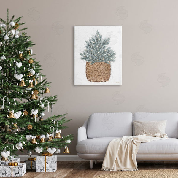 Stupell Industries Sara Baker | Peaceful Holiday Fir Tree Woven Planter Basket Wall Art