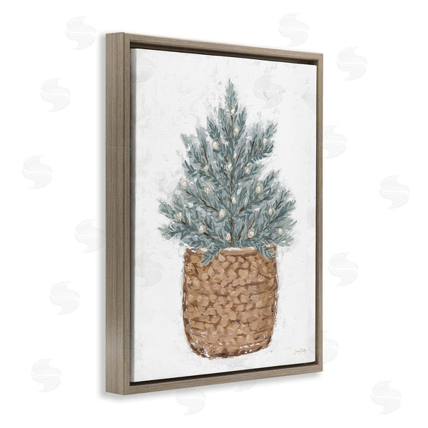 Stupell Industries Sara Baker | Peaceful Holiday Fir Tree Woven Planter Basket Wall Art