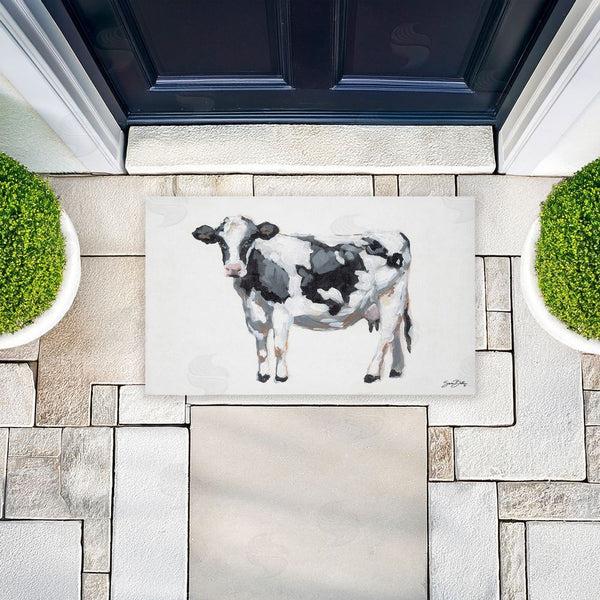 Stupell Industries Sara Baker | Simple Farmhouse Cow Non-Woven Door Mat