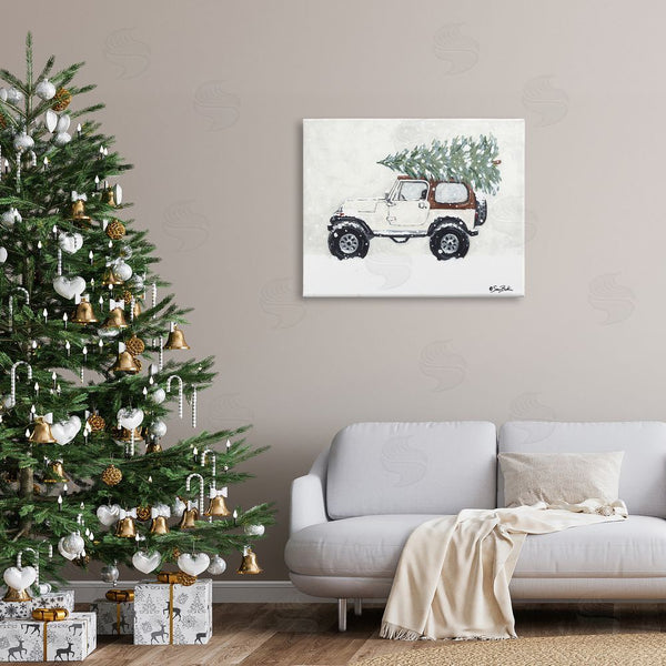 Stupell Industries Sara Baker | Snowy White Truck Carrying Fresh Christmas Tree Wall Art