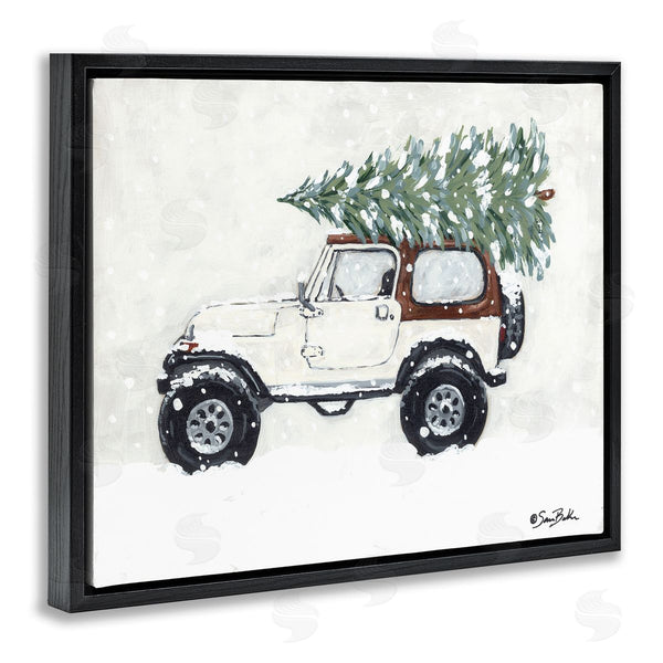 Stupell Industries Sara Baker | Snowy White Truck Carrying Fresh Christmas Tree Wall Art