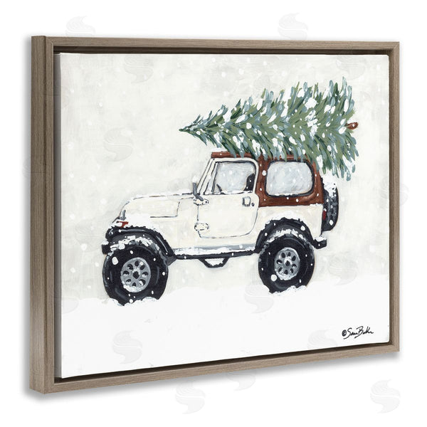 Stupell Industries Sara Baker | Snowy White Truck Carrying Fresh Christmas Tree Wall Art