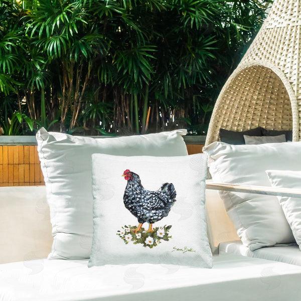 Stupell Industries Sara Baker | Speckled Hen & Flowers Printed Throw Pillow