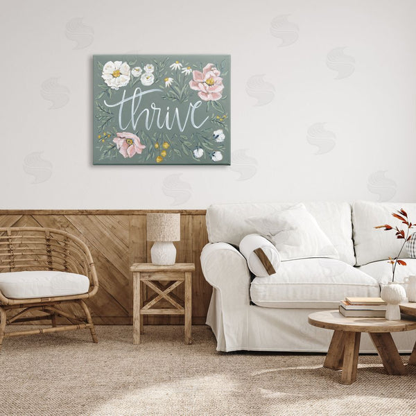 Stupell Industries Sara Baker | Thrive Floral Border Wall Art