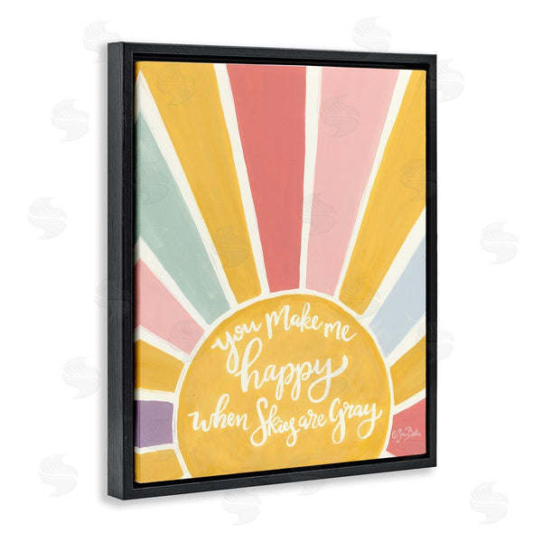 Stupell Industries Sara Baker | You Make Me Happy Yellow Striped Sunshine Calligraphy Wall Art