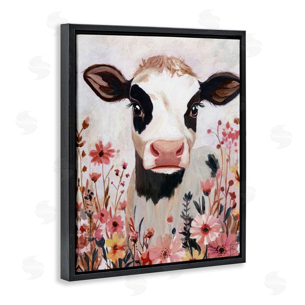 Stupell Industries Sara Culpepper | Cow And Pink Wild Flowers