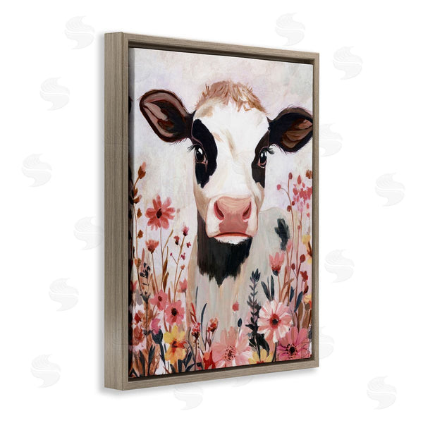Stupell Industries Sara Culpepper | Cow And Pink Wild Flowers