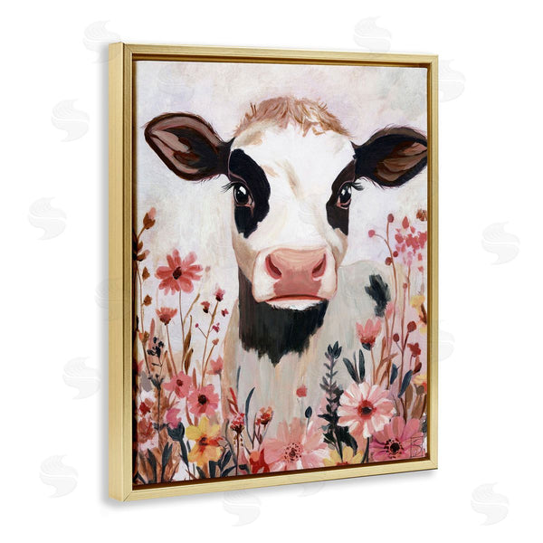 Stupell Industries Sara Culpepper | Cow And Pink Wild Flowers