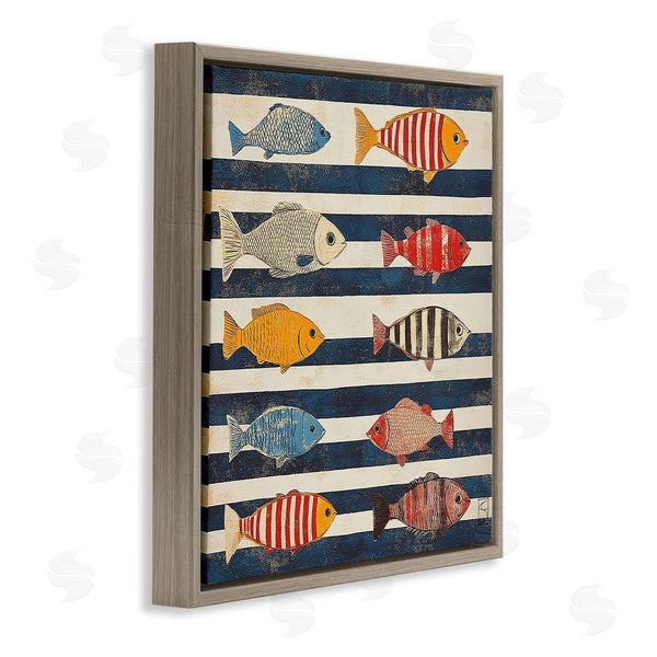 Stupell Industries Sara Culpepper | Maritime Fish On Stripes
