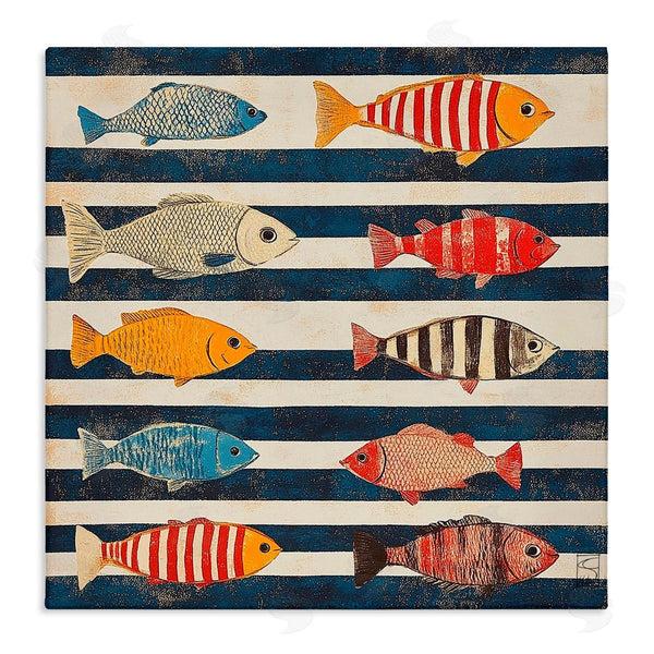 stupell industries Sara Culpepper | Maritime Fish on Stripes