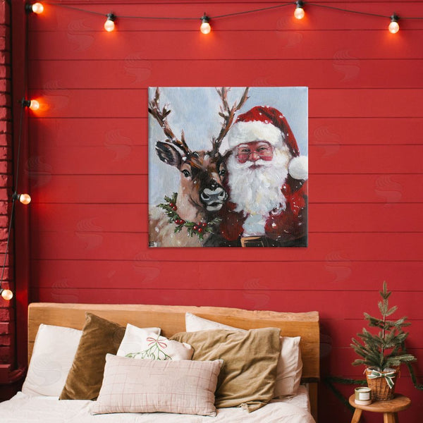 Stupell Industries Sara Culpepper | Rosy Cheeked Santa & Reindeer