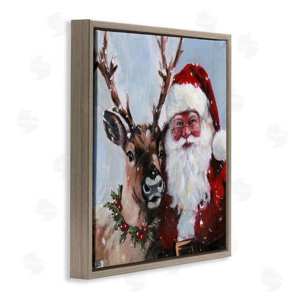 Stupell Industries Sara Culpepper | Rosy Cheeked Santa & Reindeer