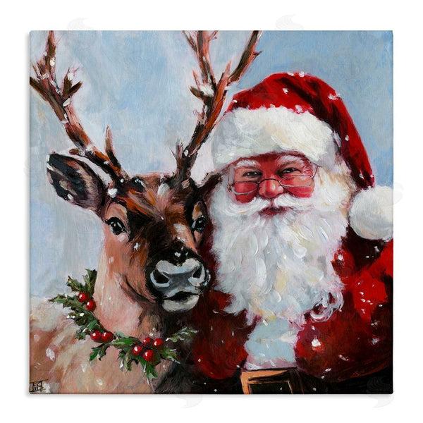 stupell industries Sara Culpepper | Rosy Cheeked Santa & Reindeer