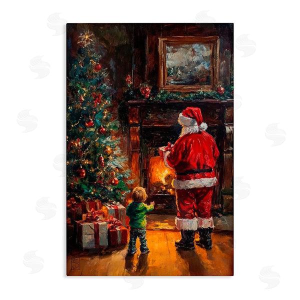 stupell industries Sara Culpepper | Santa & Child by Fireplace