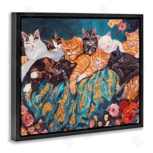 Stupell Industries Sara Culpepper | Sleepy Kitty Crowd With Flowers Wall Art