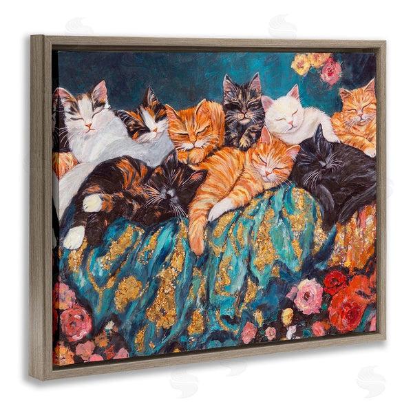 Stupell Industries Sara Culpepper | Sleepy Kitty Crowd With Flowers Wall Art