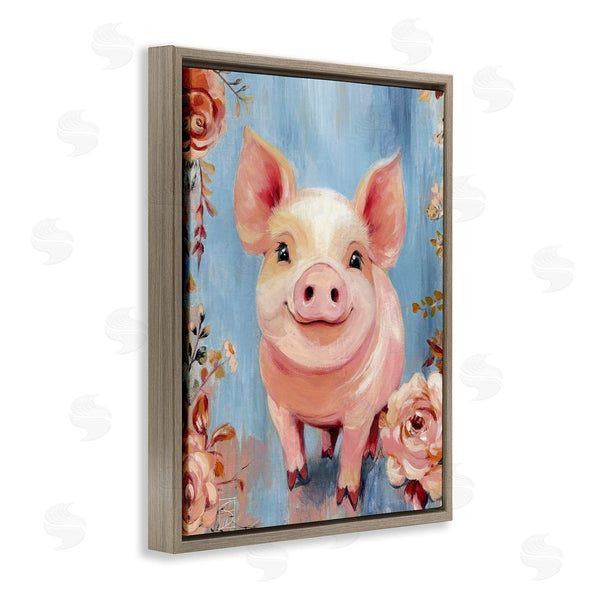 Stupell Industries Sara Culpepper | Smiling Pig & Flowers