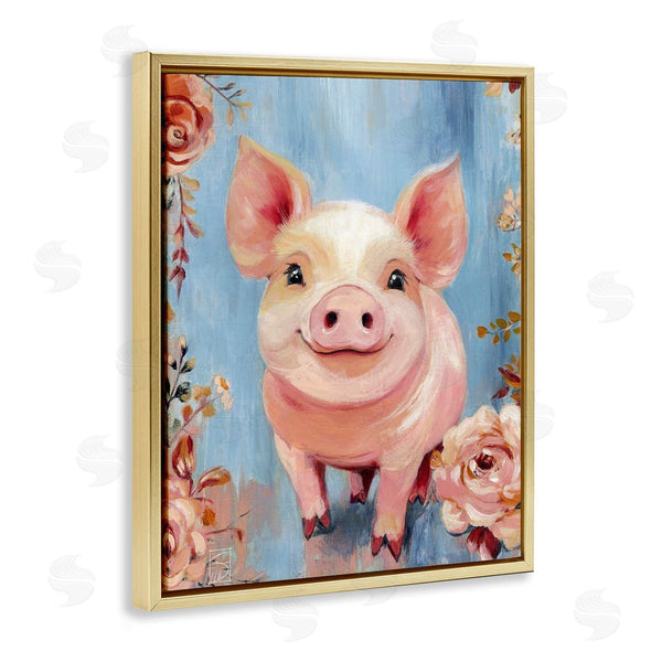 Stupell Industries Sara Culpepper | Smiling Pig & Flowers