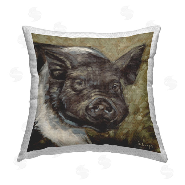 Stupell Industries Sara G. Designs | Abstract Farm Pig Printed Throw Pillow