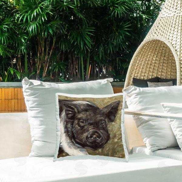 Stupell Industries Sara G. Designs | Abstract Farm Pig Printed Throw Pillow
