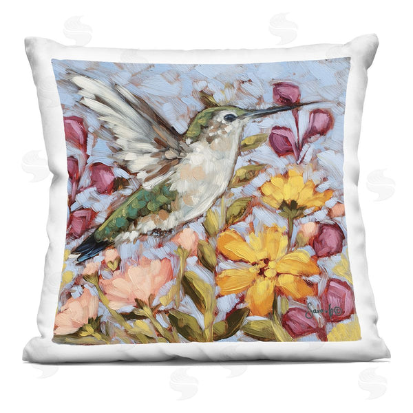 stupell industries Sara G. Designs | Bird Varied Flora Nature Printed Throw Pillow