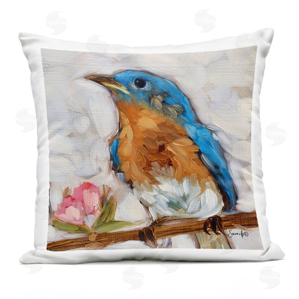 Stupell Industries Sara G. Designs | Bluebird Floral Nature Branch Printed Throw Pillow