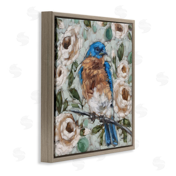 Stupell Industries Sara G. Designs | Bluebird Perched Floral Blooms Wall Art