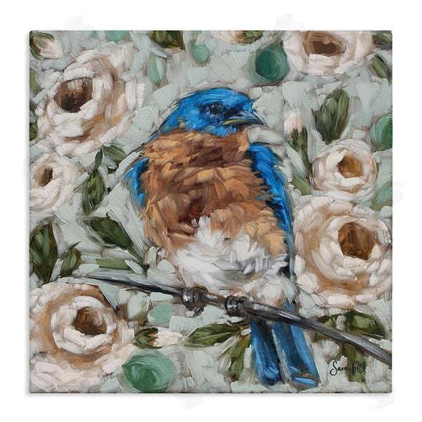 stupell industries Sara G. Designs | Bluebird Perched Floral Blooms Wall Art
