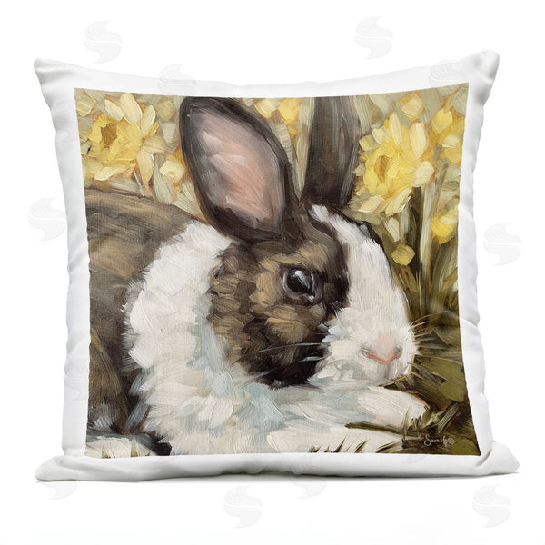 Stupell Industries Sara G. Designs | Brown Bunny Nature Blooms Printed Throw Pillow