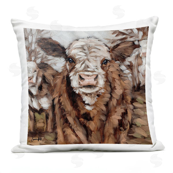Stupell Industries Sara G. Designs | Brown Cattle Farm Animals Printed Throw Pillow