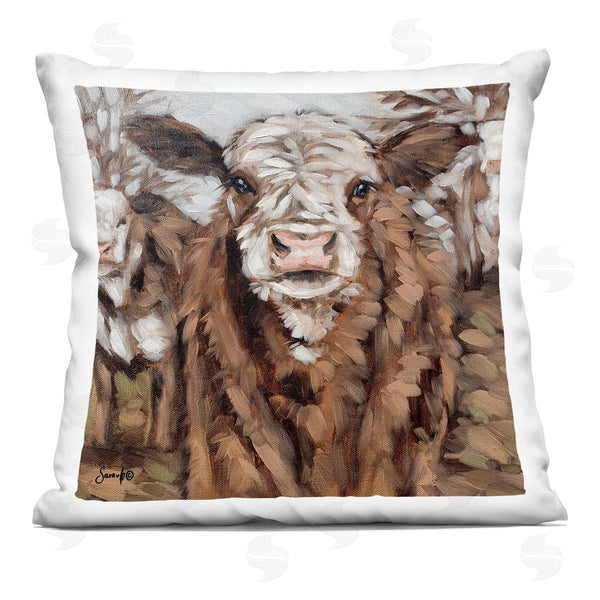 stupell industries Sara G. Designs | Brown Cattle Farm Animals Printed Throw Pillow