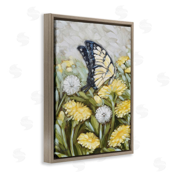 Stupell Industries Sara G. Designs | Butterfly & Yellow Daisies Wall Art
