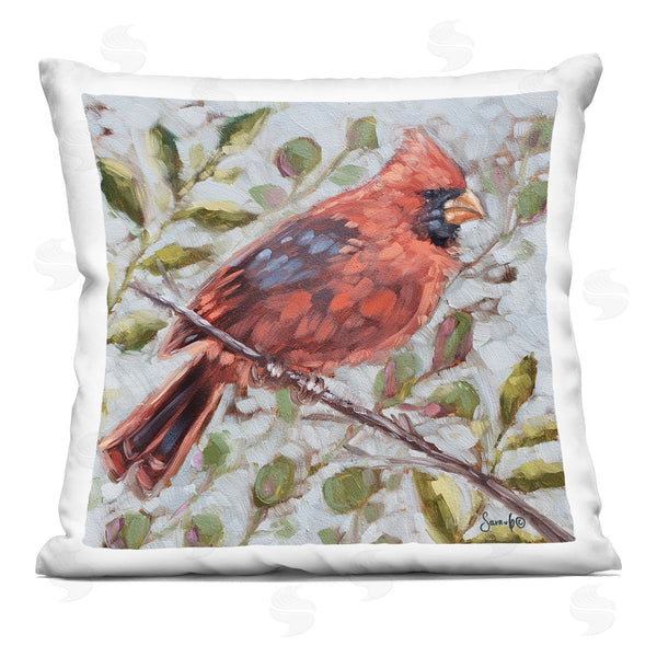stupell industries Sara G. Designs | Cardinal Bird Botanical Nature Printed Throw Pillow