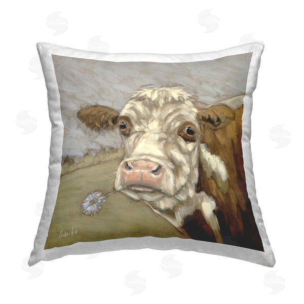 stupell industries Sara G. Designs | Country Cattle & Dandelion Printed Throw Pillow