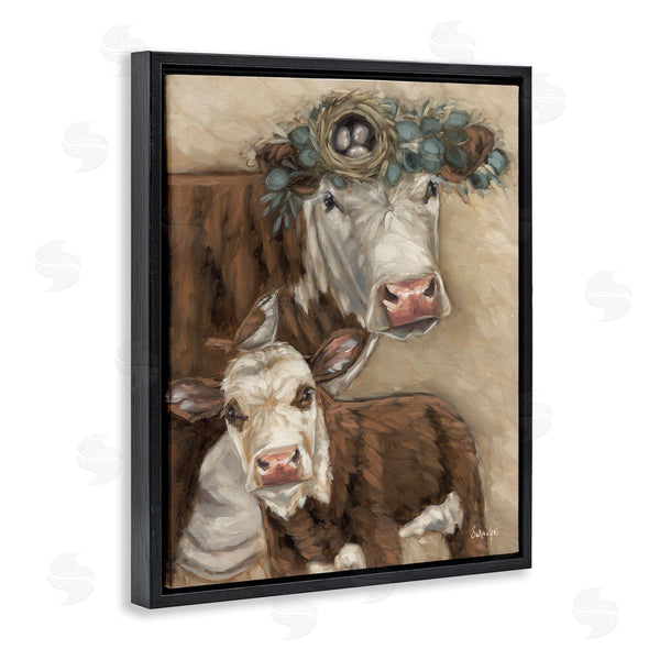 Stupell Industries Sara G. Designs | Cow & Calf With Bird Nest