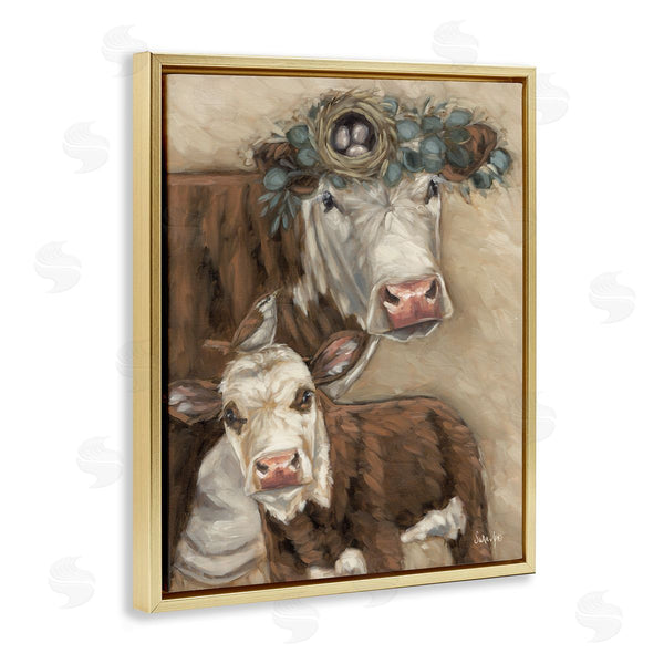Stupell Industries Sara G. Designs | Cow & Calf With Bird Nest