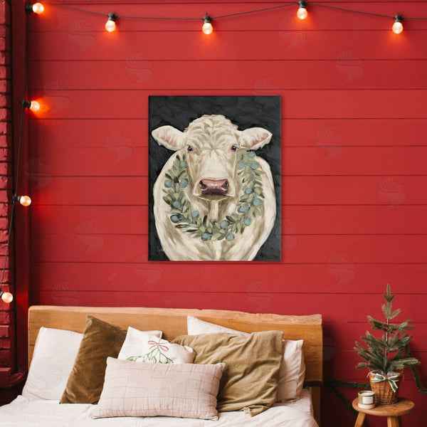 Stupell Industries Sara G. Designs | Cow With Holiday Wreath